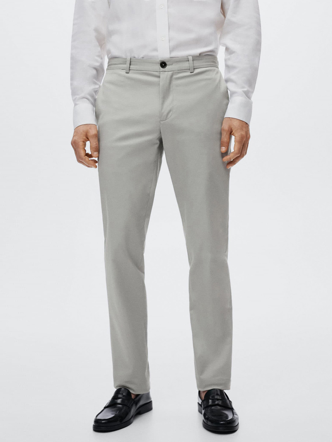 Buy MANGO MAN Grey Solid Formal Trousers Trousers for Men 17973898