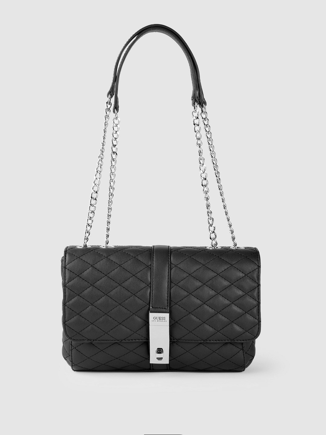 Buy GUESS Black Quilted Structured Shoulder Bag Handbags for Women