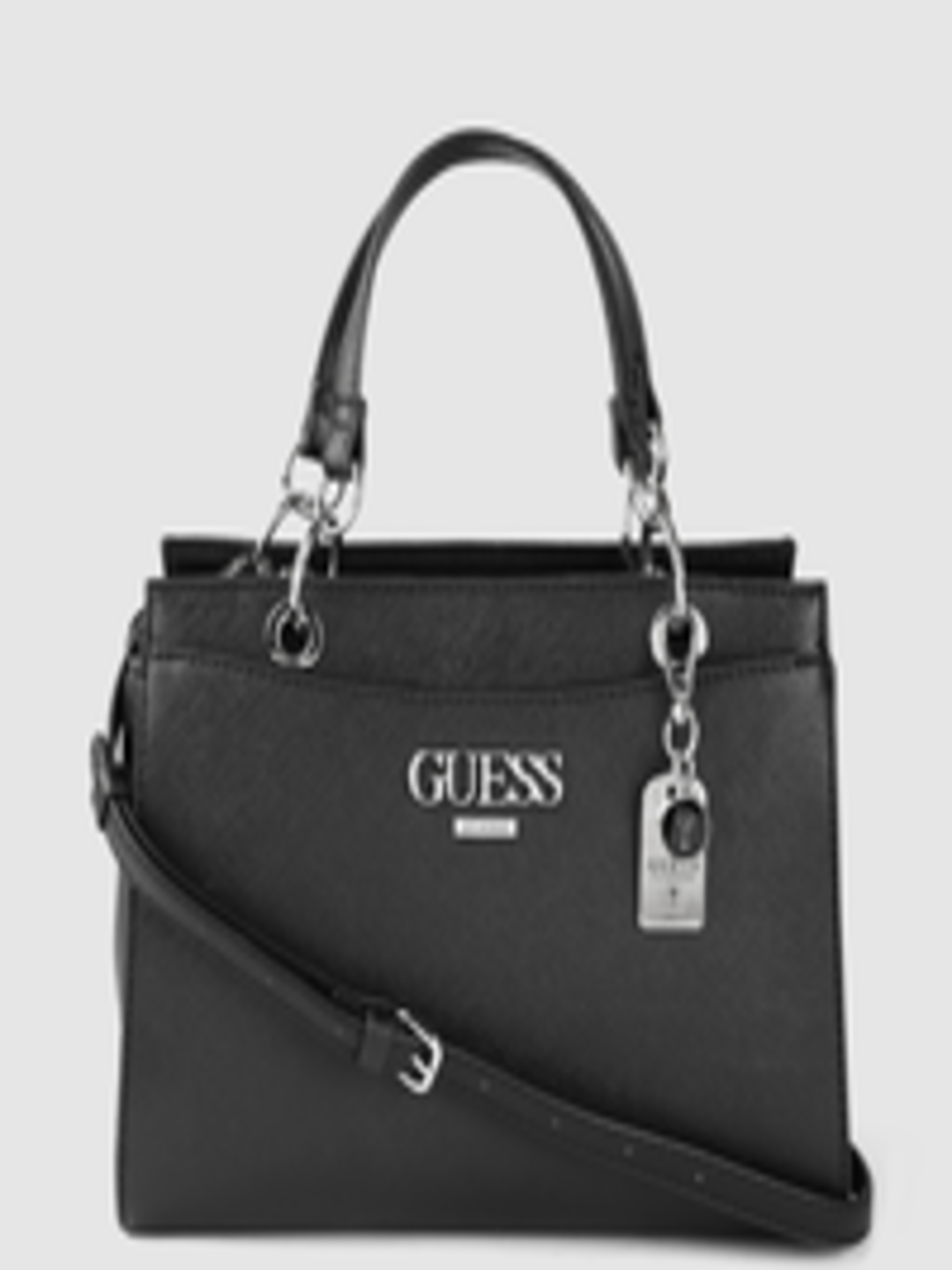 Buy GUESS Black Solid Structured Handheld Bag - Handbags for Women ...