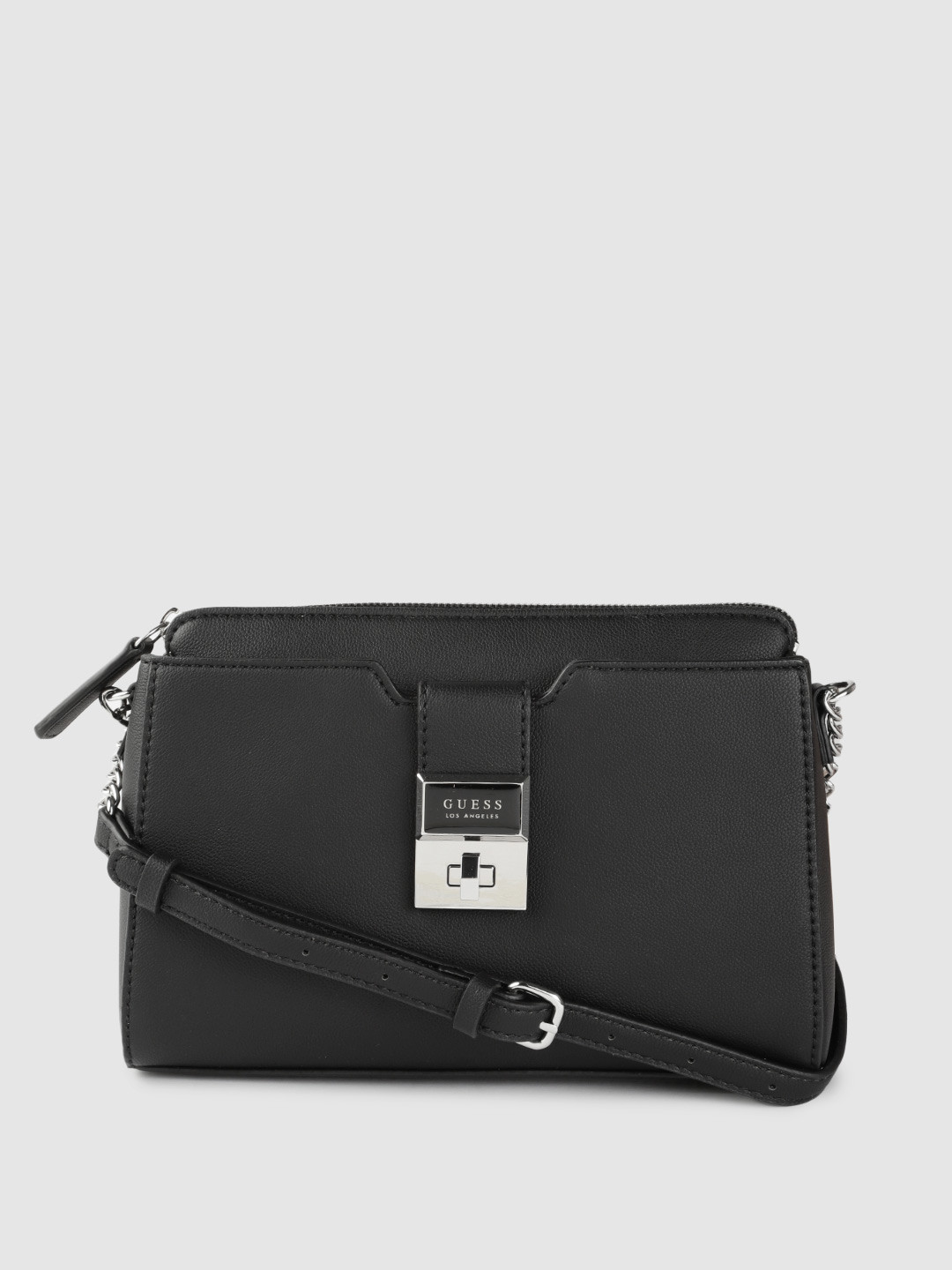 Buy GUESS Women Black Solid Structured Sling Bag Handbags for Women