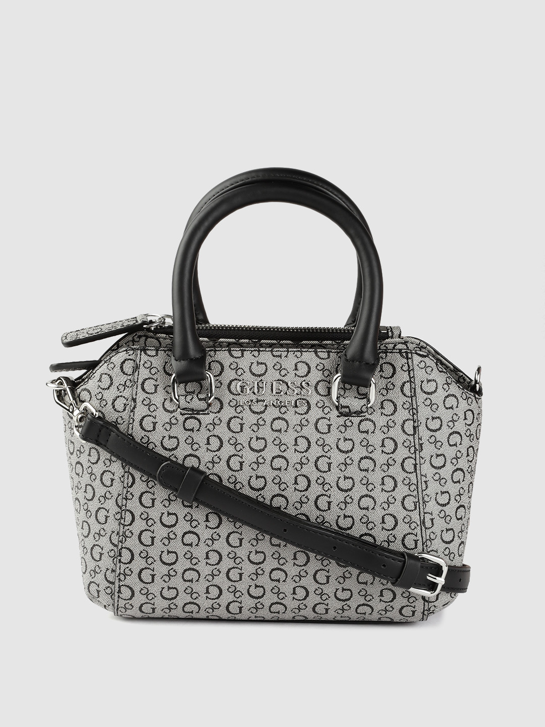 Buy GUESS Women Black Brand Logo Textured Structured Handheld Bag Handbags for Women 17977700