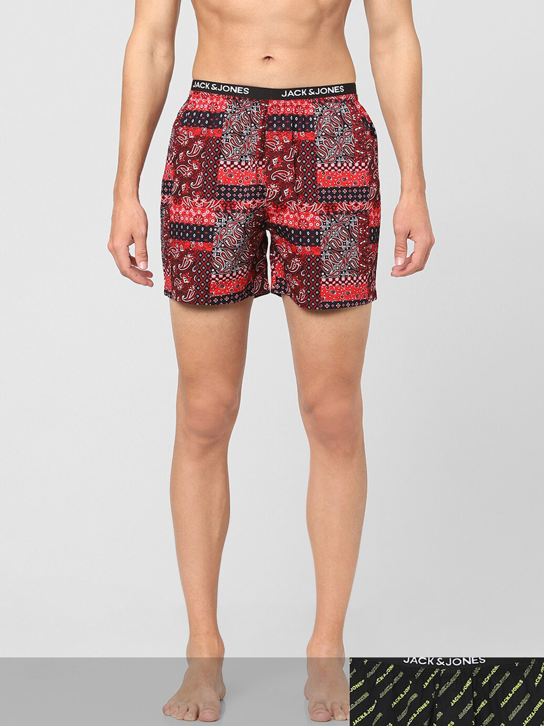 Buy JACK & JONES Men Pack Of 2 Printed Pure Cotton Boxers Boxers for
