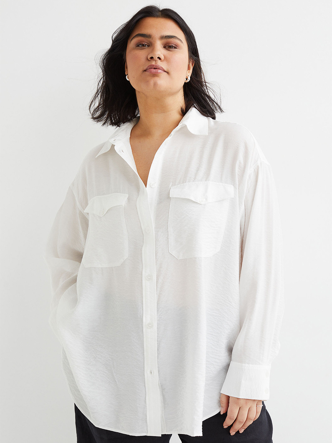 Buy H&M+ White Oversized Blouse Tops for Women 17982620 Myntra