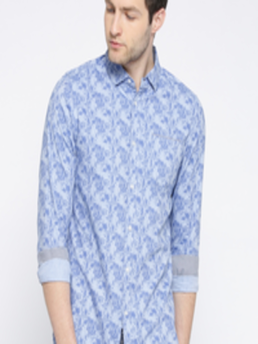 Buy Being Human Men Blue Slim Fit Printed Casual Shirt - Shirts for Men ...