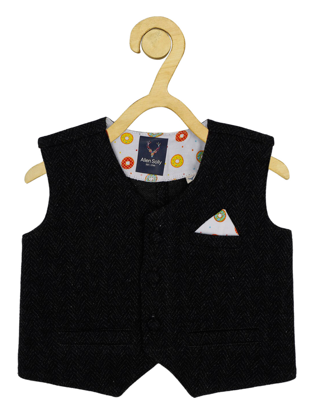 Buy Allen Solly Junior Infant Boys Black Woven Design Pure Cotton