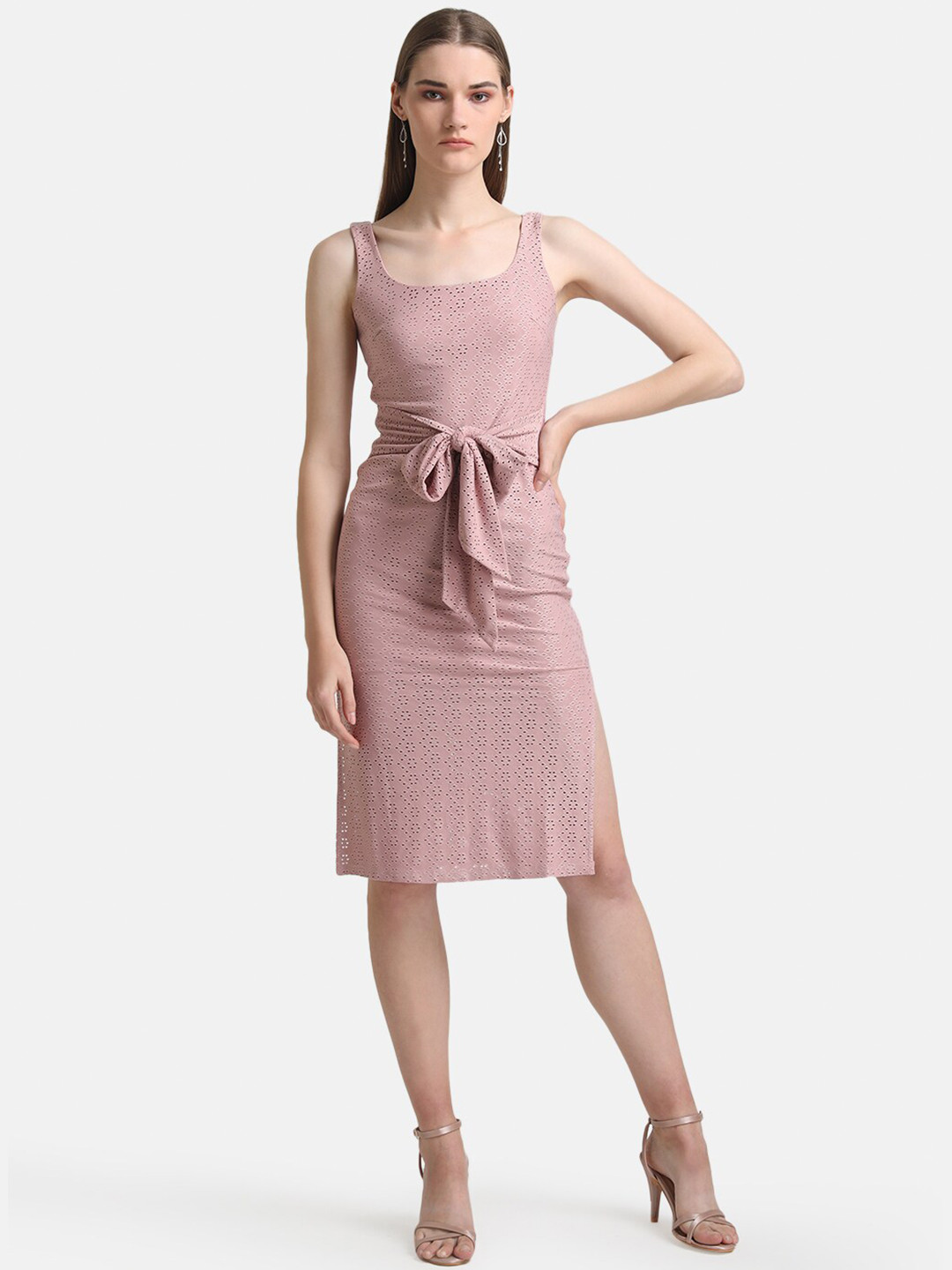 Buy Kazo Pink Knitted Schiffli Midi Dress Dresses for Women 17983190