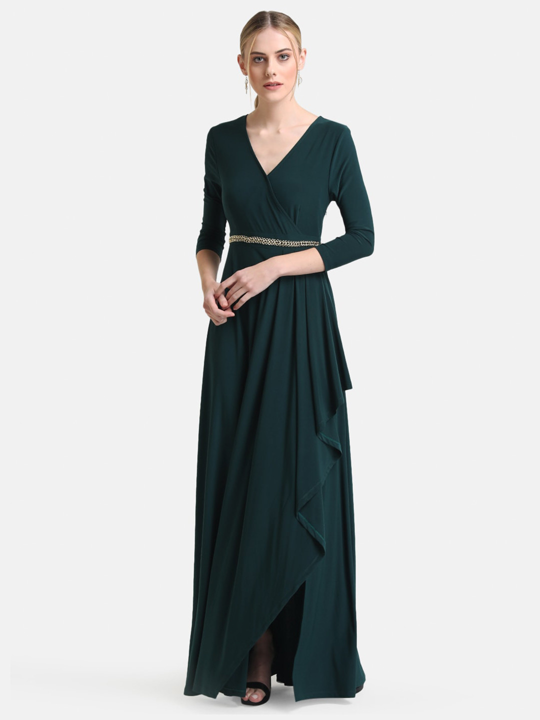 Buy Kazo Women Green V Neck Maxi Dress Dresses for Women 17983192