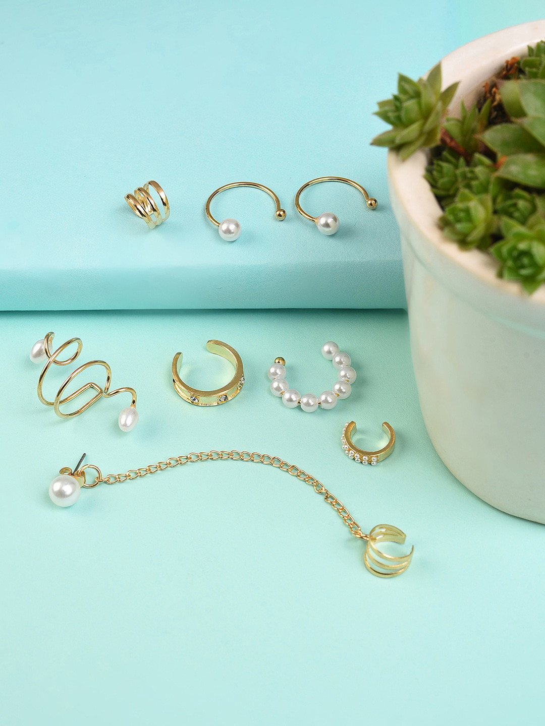 Buy SOHI Gold Toned Contemporary Hoop Earrings Earrings for Women