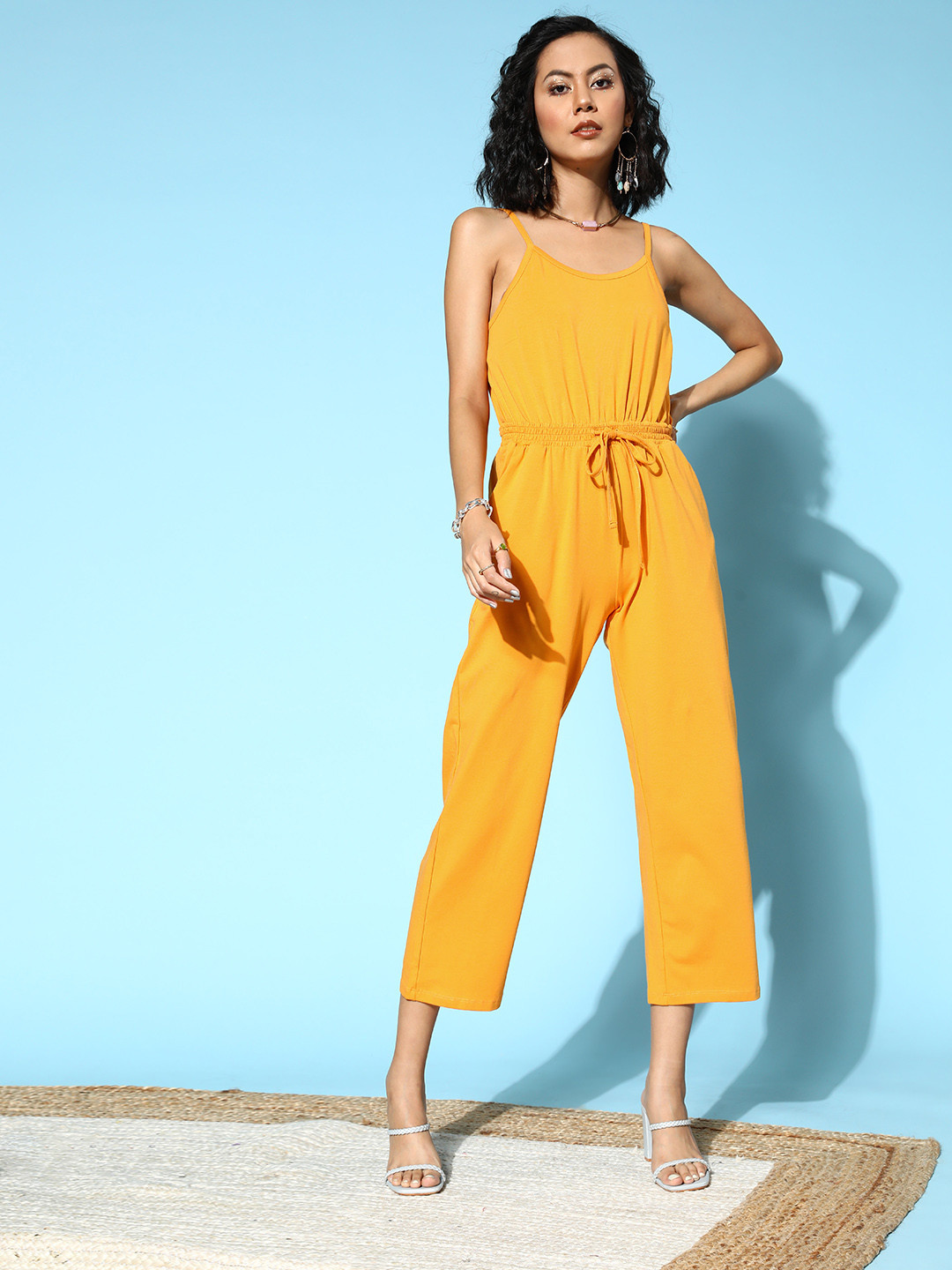 Buy SASSAFRAS Women Stylish Mustard Solid Joyful Jumpsuit Jumpsuit for Women 17985406 Myntra