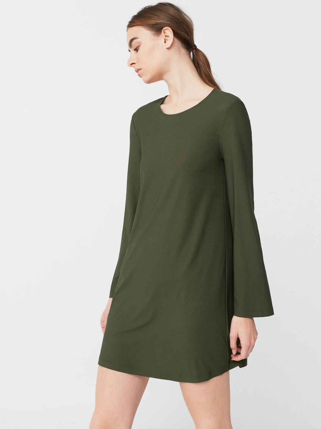 Buy MANGO Women Olive Green Solid A Line Dress Dresses for Women 1798569 Myntra