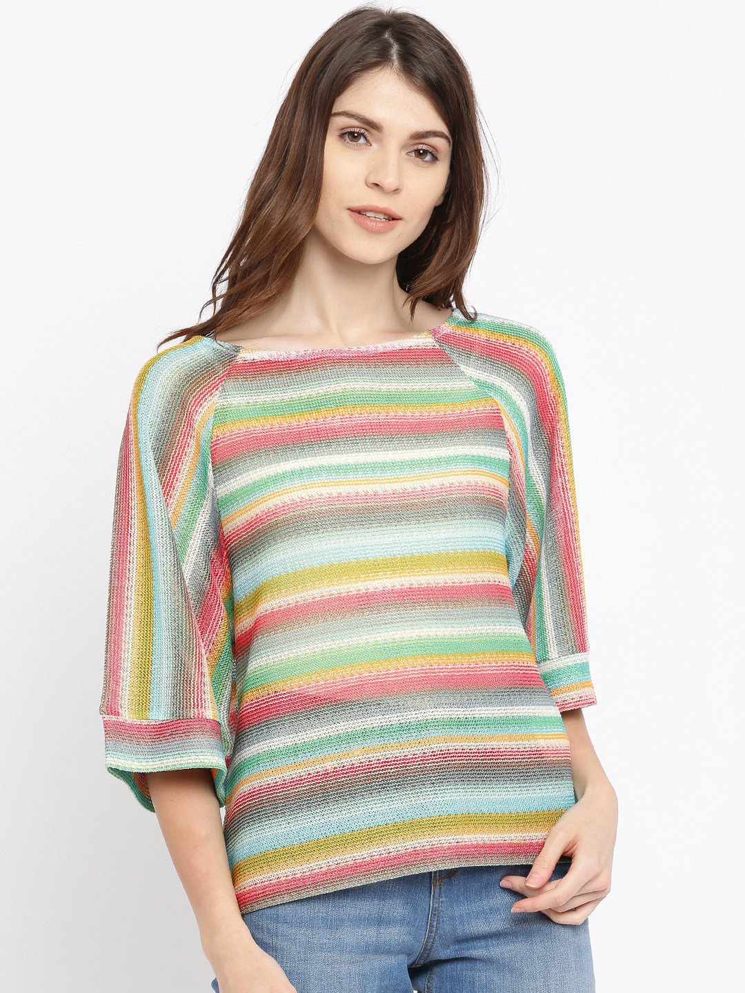 multicoloured striped top womens