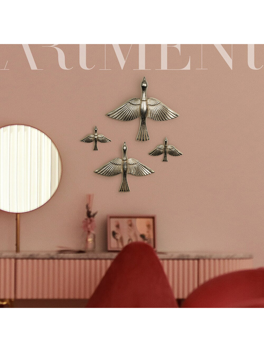 Buy THE ARTMENT Set Of 4 Silver Colored Minimalist Wall Decor Wall
