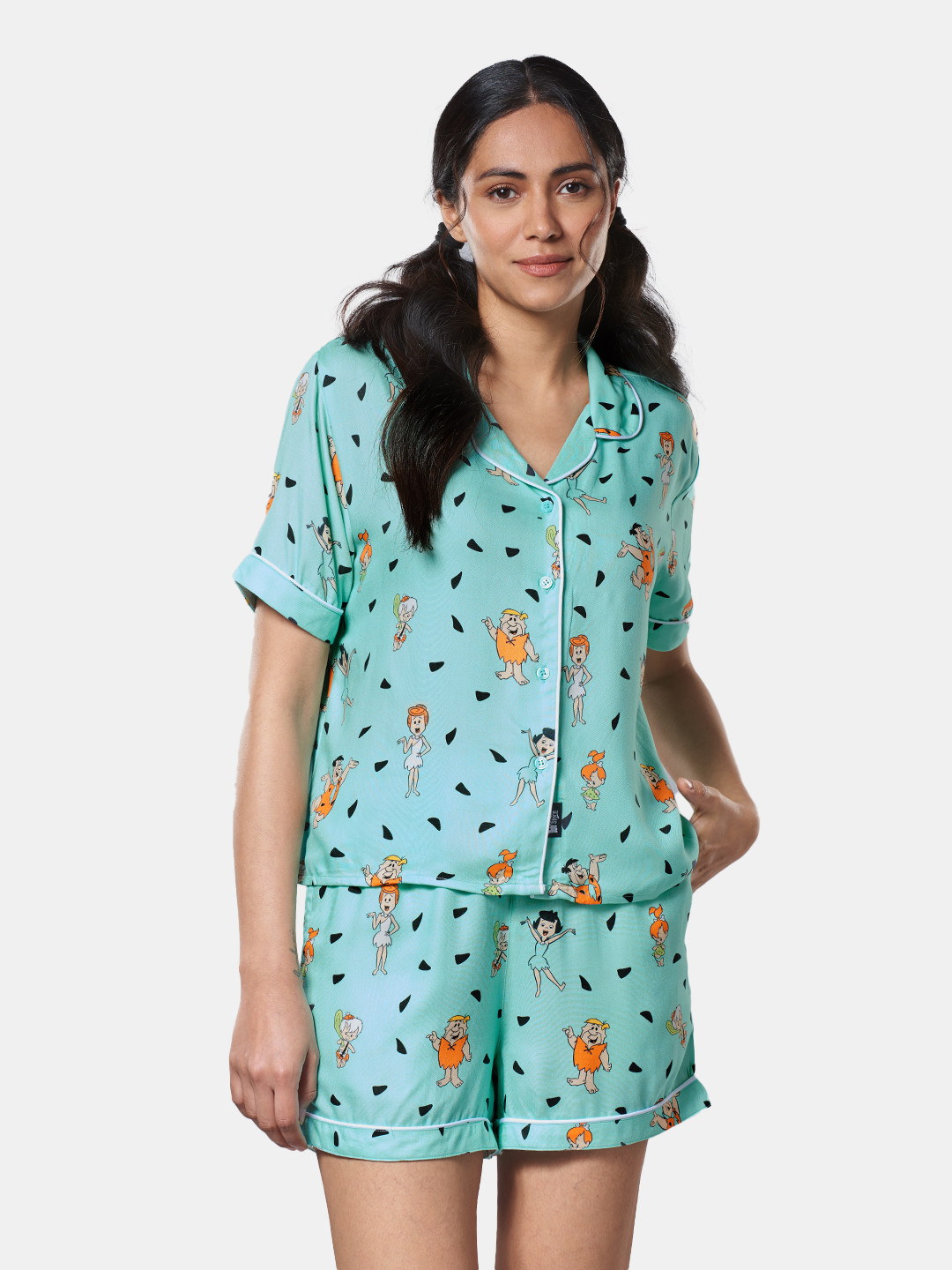 Women Green Floral Printed Night Suit