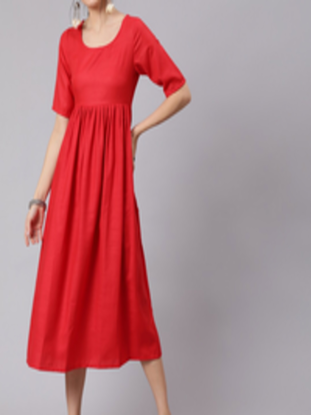 Buy Awadhi Red A Line Midi Dress - Ethnic Dresses for Women 17995014 ...