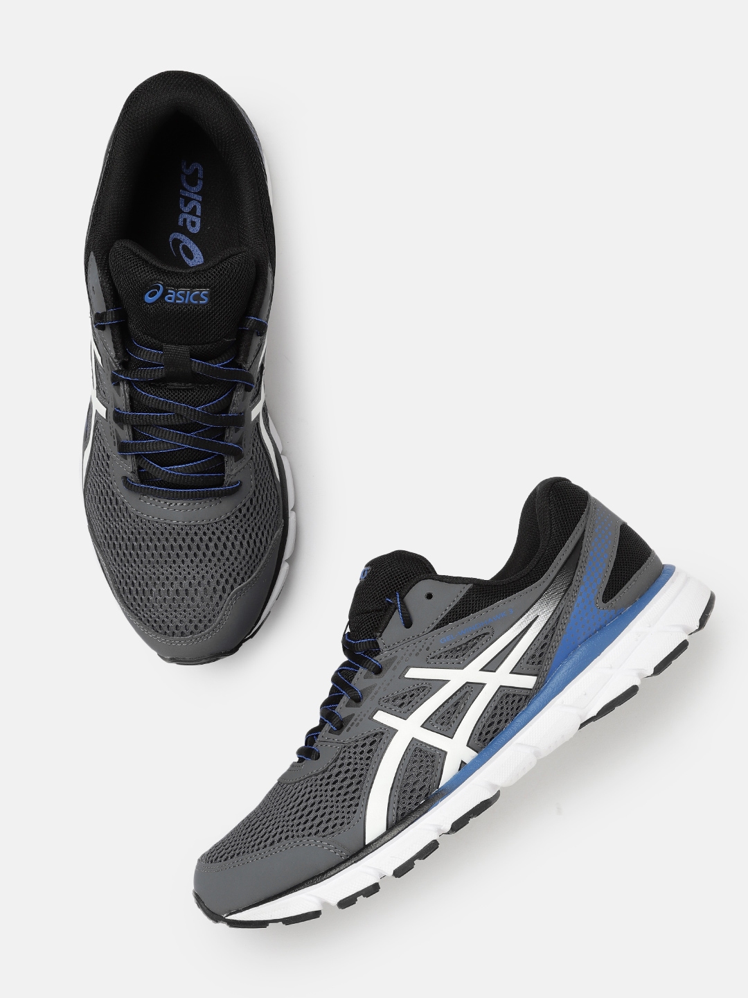 Buy ASICS Men Charcoal Grey Woven Design Gel Windhawk 3 Running Shoes ...