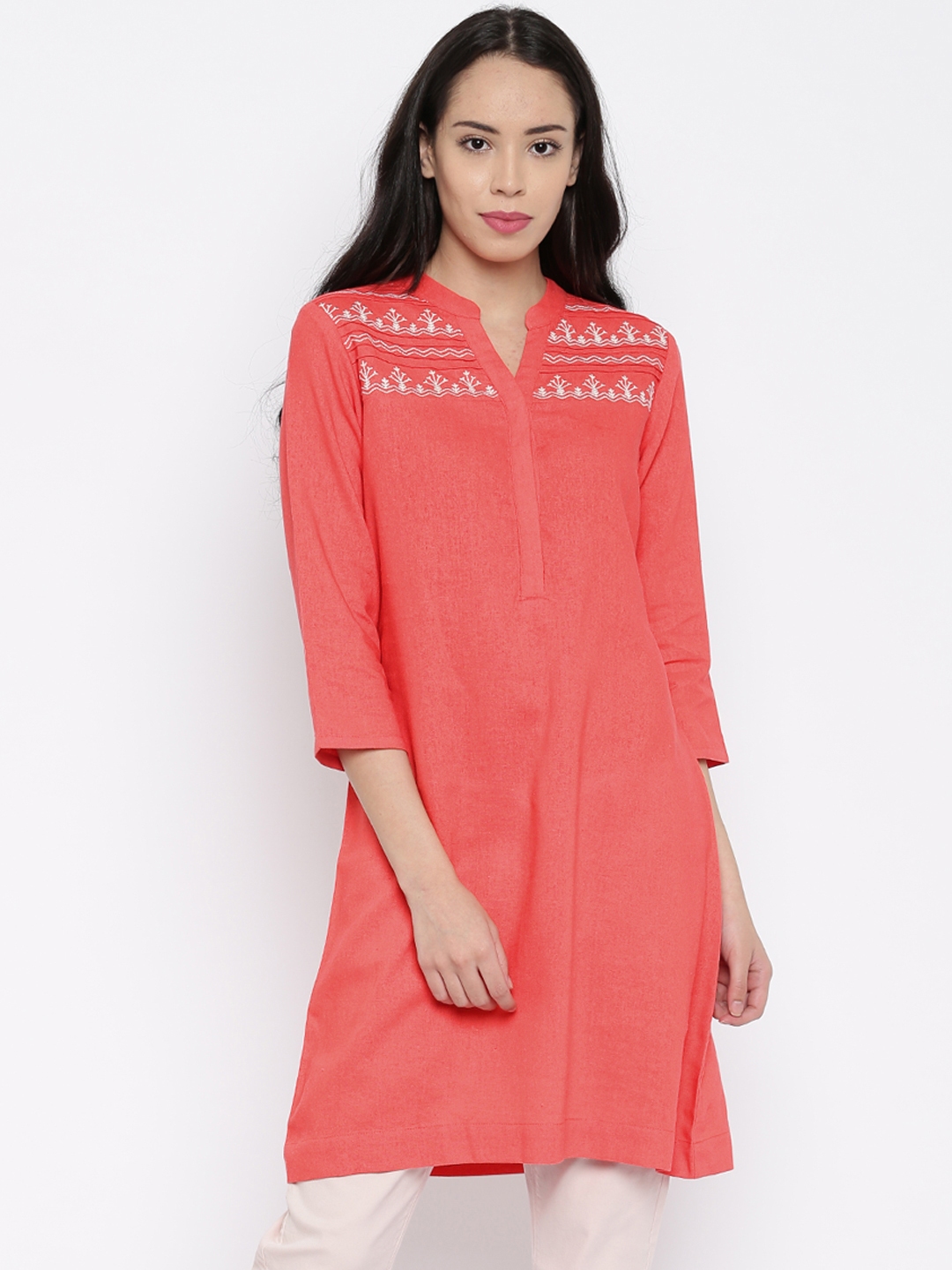 Buy AND Coral Pink A Line Tunic - Tunics for Women 1799603 | Myntra