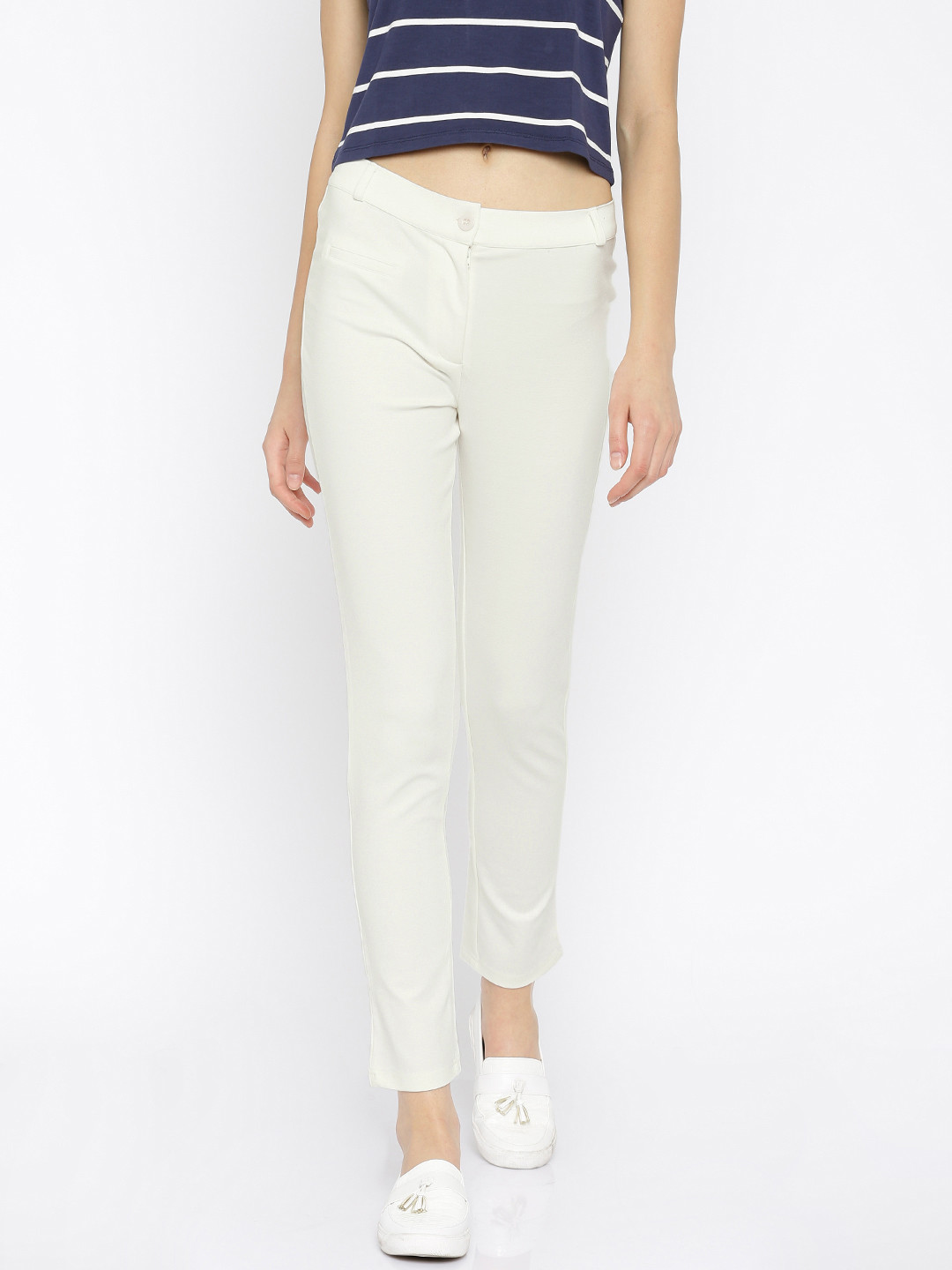 white casual trousers