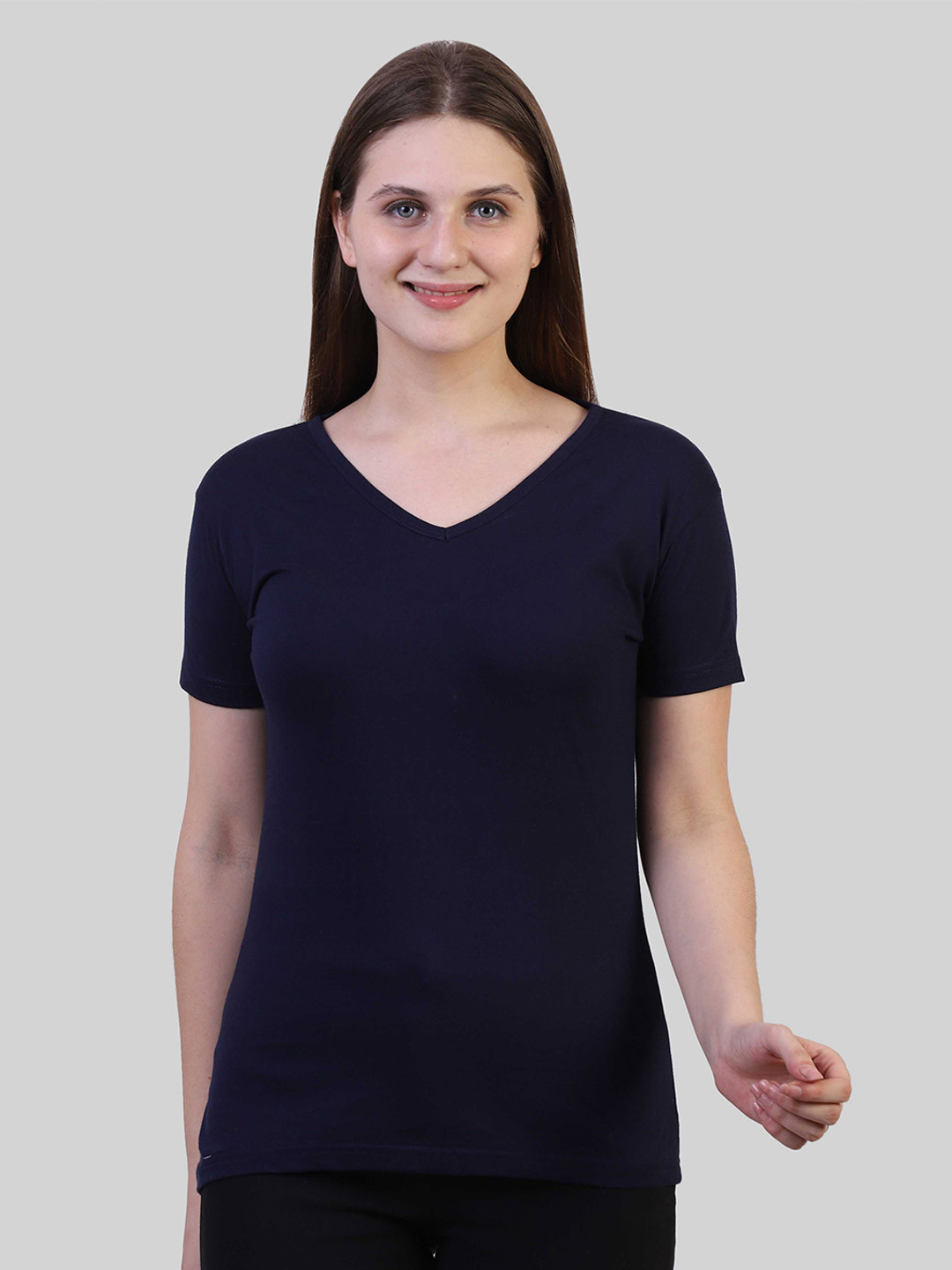 Buy Fleximaa Women Navy Blue V Neck T Shirt Tshirts for Women