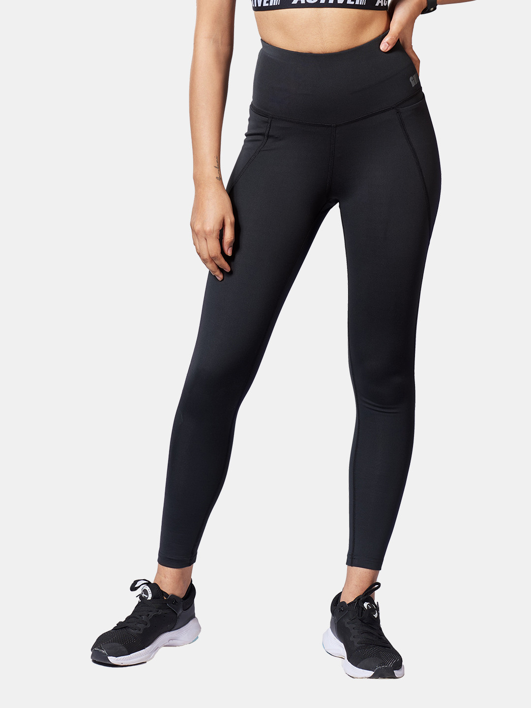 Solid Women Black Tights