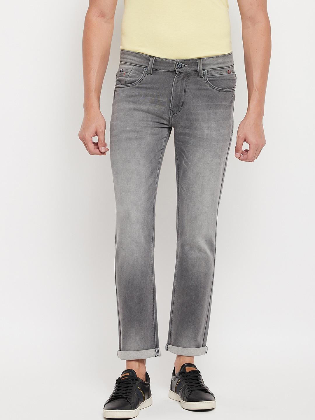 Buy Duke Men Grey Slim Fit Low Distress Heavy Fade Stretchable Jeans