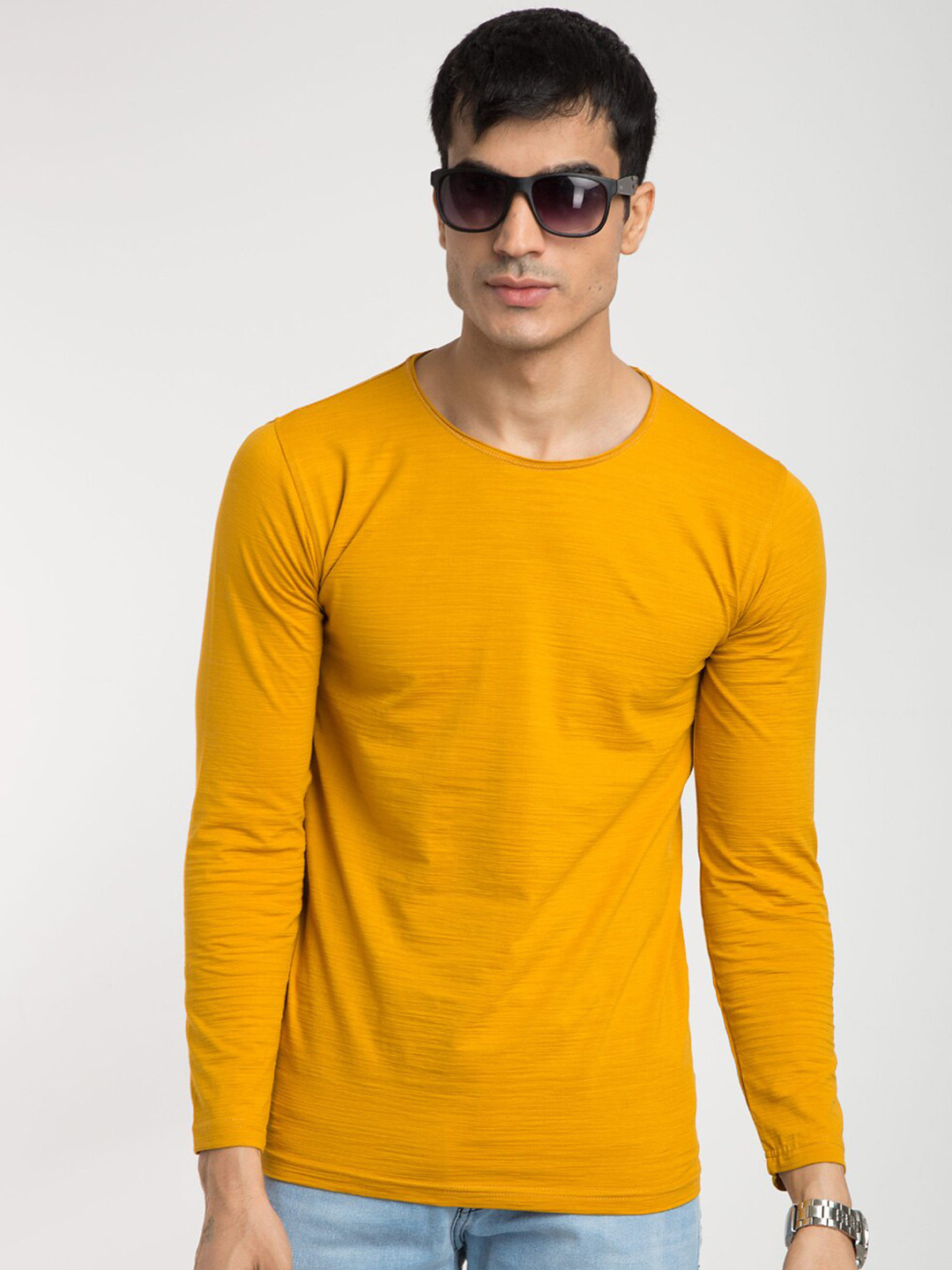 Buy Tinted Men Mustard Yellow Slim Fit T Shirt Tshirts for Men