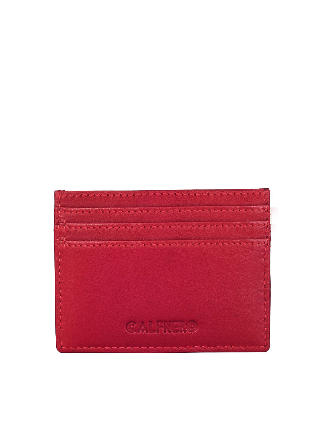 Buy CALFNERO Unisex Red Leather Card Holder Wallets for Unisex