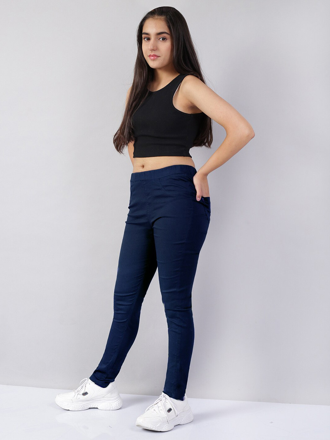 Navy Blue Solid Jeggings