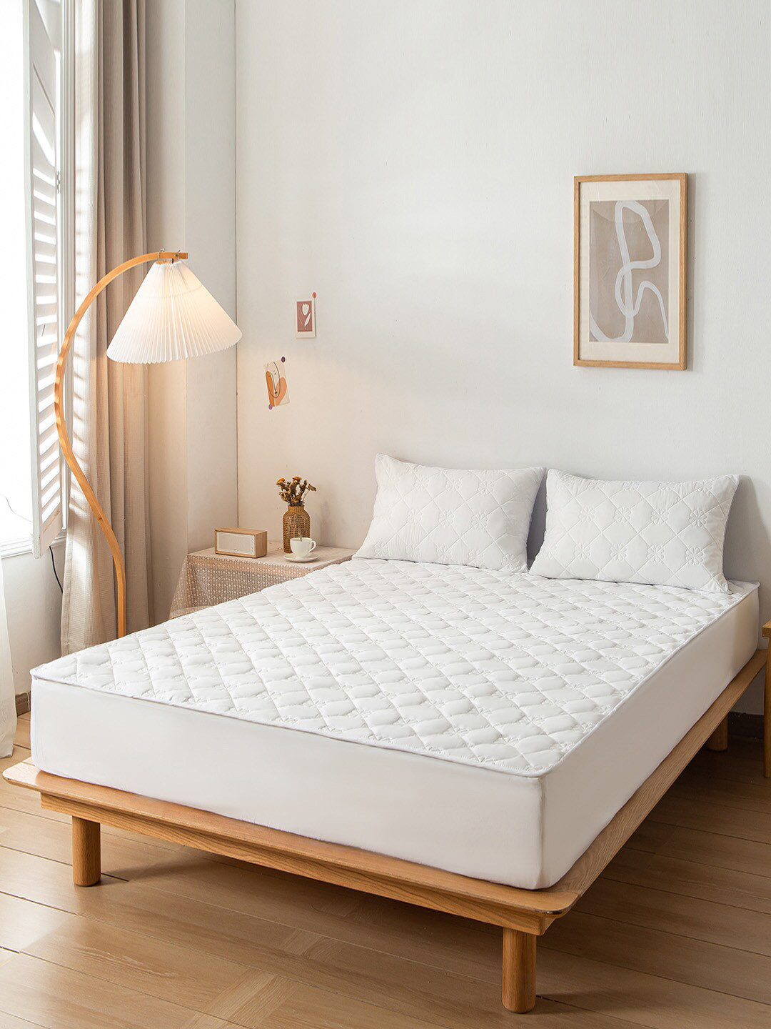 Buy JC Collection White Solid Double King Bed Cover With 2 Pillow Cover