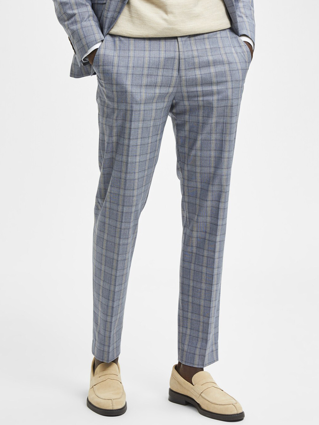 Men's Pants Checked- Blue