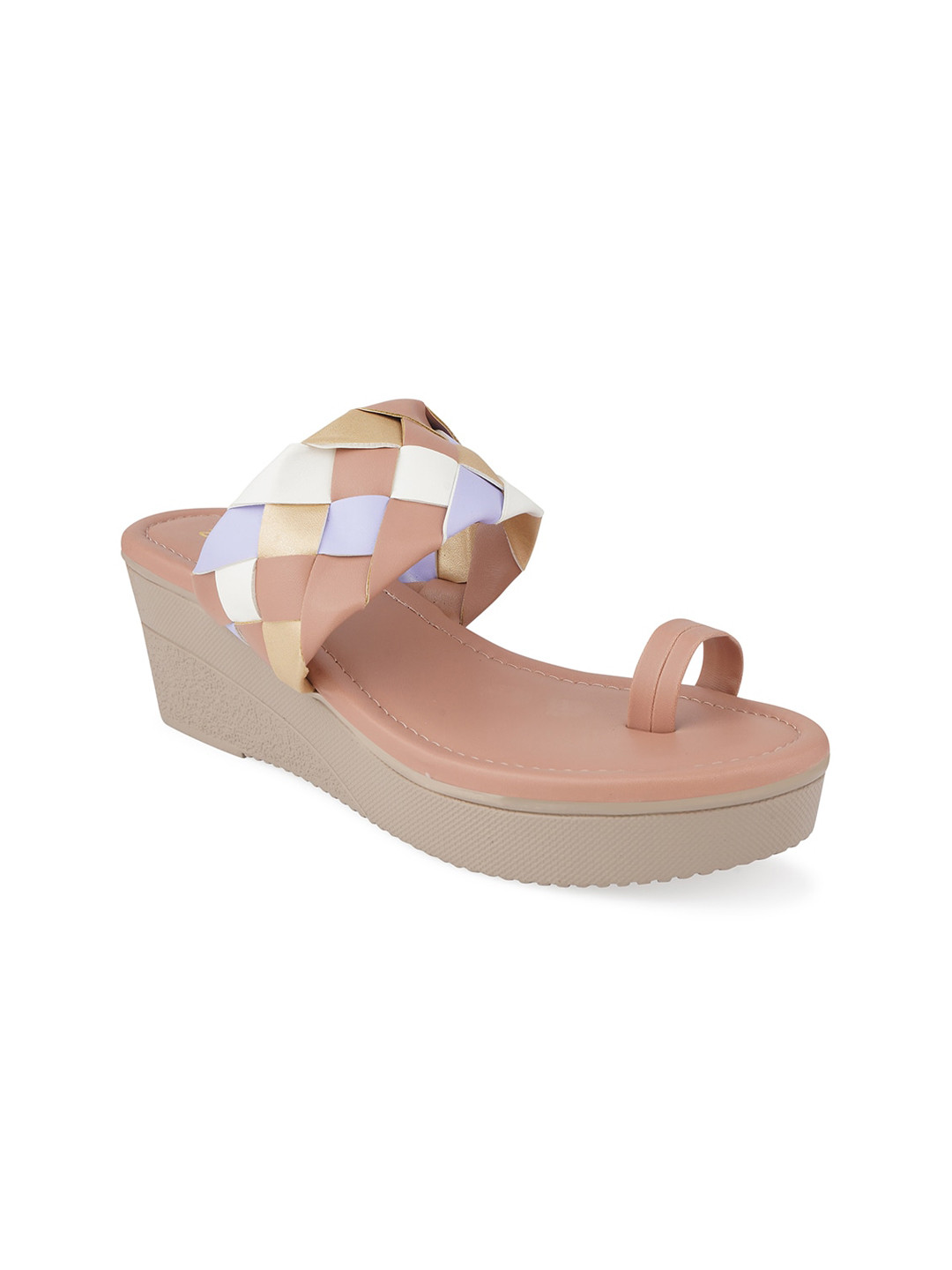 Buy Stelatoes Peach Coloured PU Wedge Heels Heels for Women 18008024