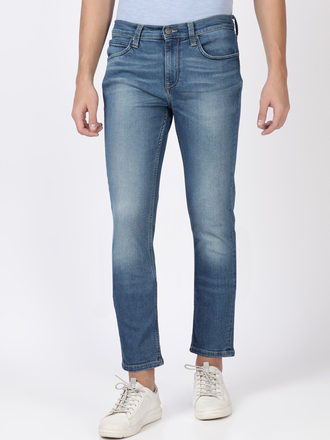 Buy Lee Men Blue Tapered Fit Heavy Fade Stretchable Jeans Jeans for