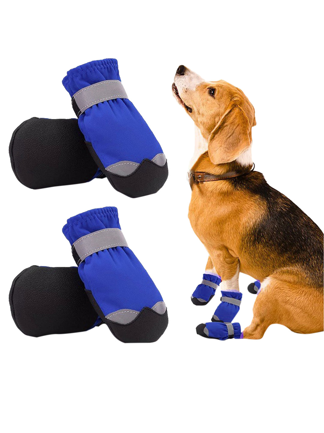 Buy PAWCHIE Blue & Grey Self Design Rubber Dog Shoes Pet Shoes for