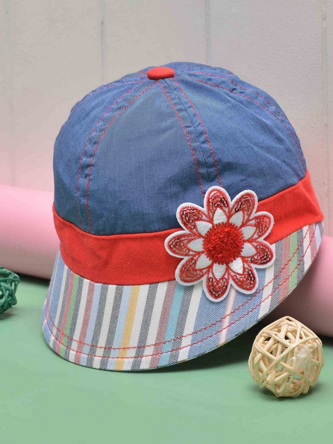 Buy POPLINS Unisex Kids Blue & Red Baseball Cap Caps for Unisex Kids
