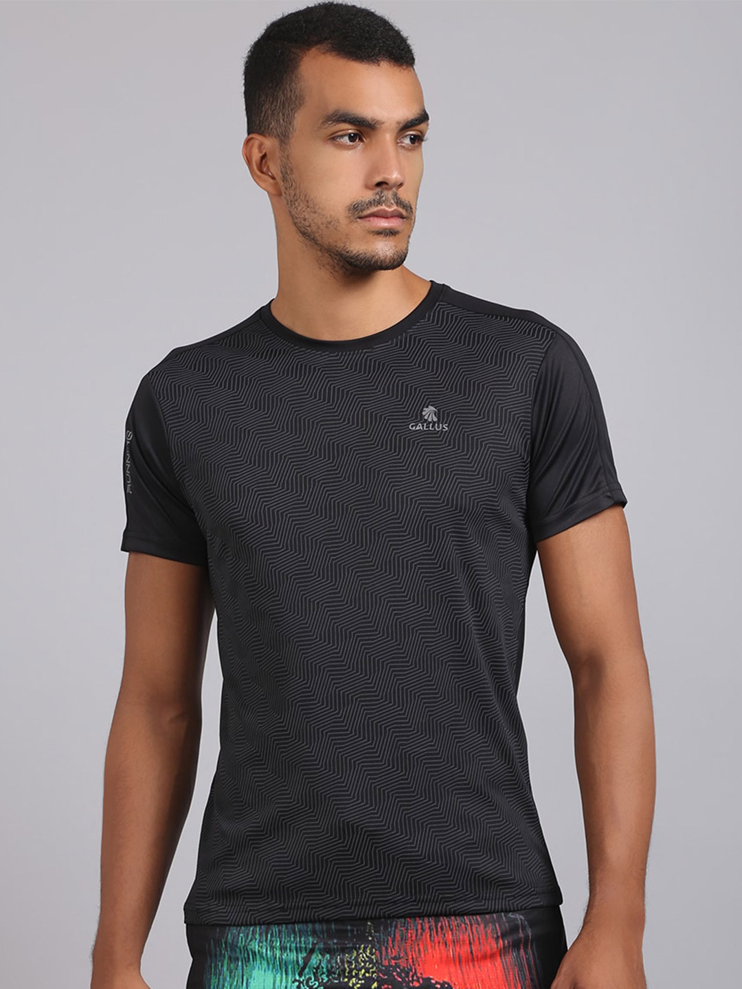 Buy Gallus Men Black Printed Dri FIT T Shirt Tshirts for Men 18019796