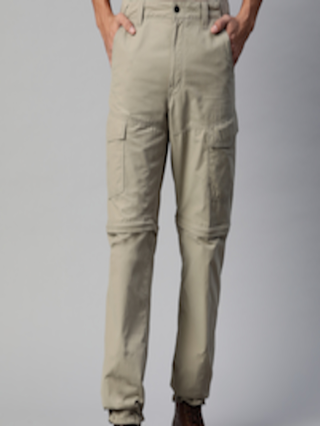 Buy Marks & Spencer Men Khaki Self Design Convertible Cargos Trousers ...
