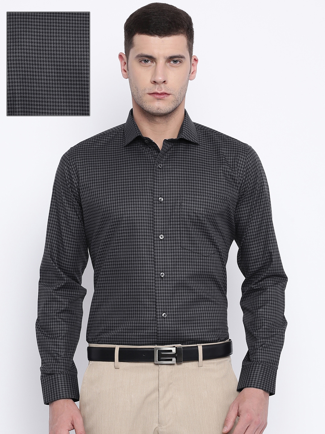 Buy Van Heusen Black Slim Fit Checked Formal Shirt - Shirts for Men ...