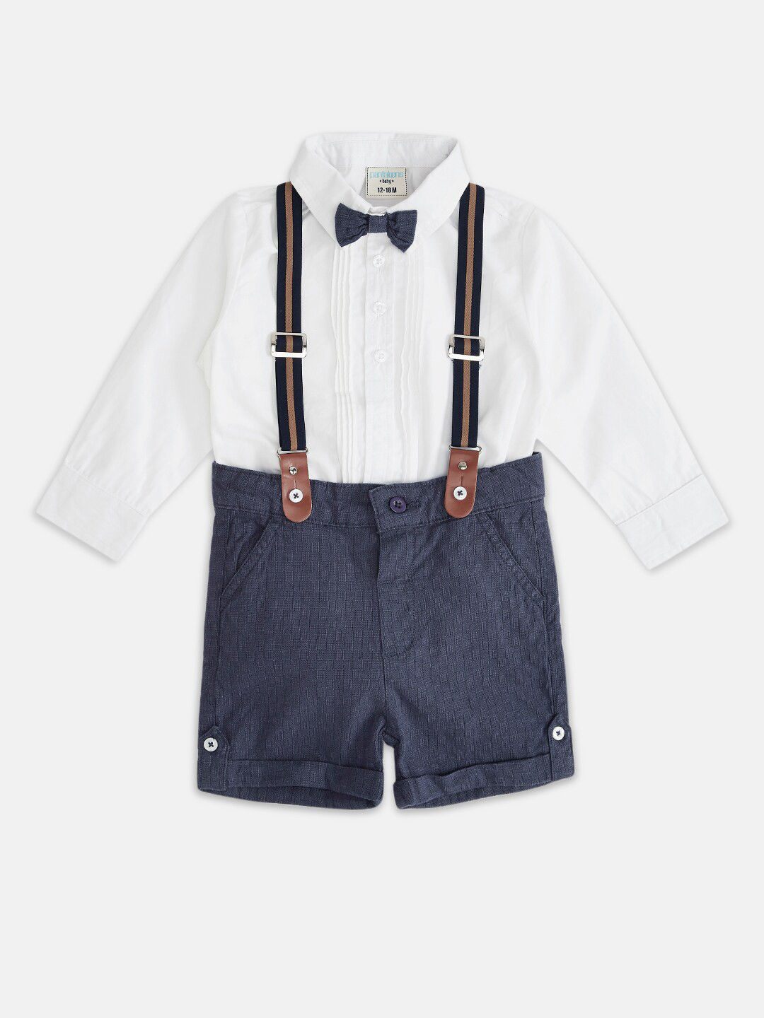 Buy Pantaloons Baby Boys Navy Blue & White Pure Cotton Clothing Set