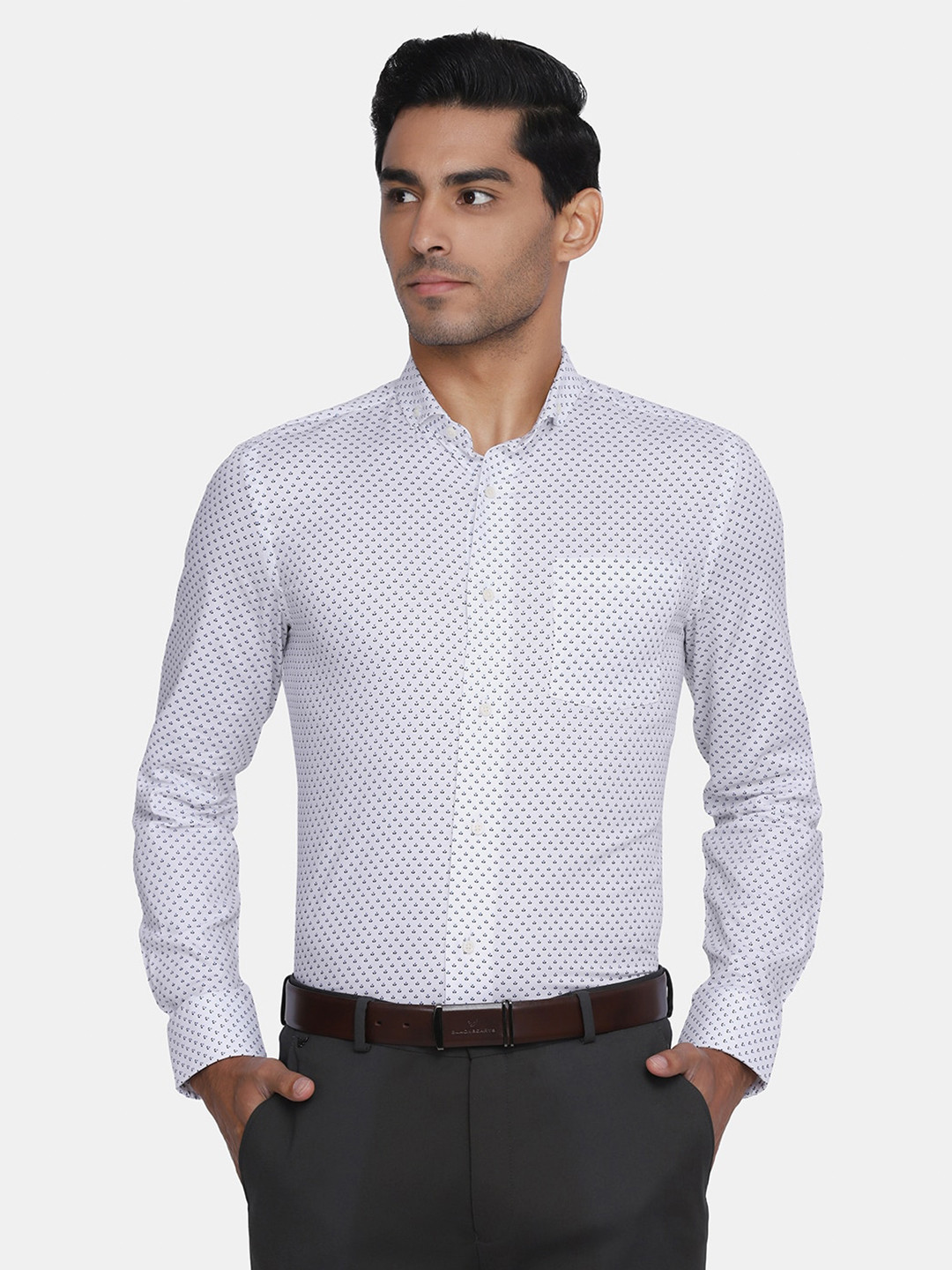 Buy Blackberrys Men White India Slim Fit Printed Formal Shirt Shirts