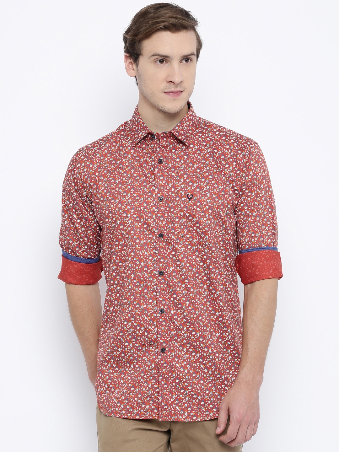Buy Allen Solly Men Red Slim Fit Floral Print Casual Shirt - Shirts for ...