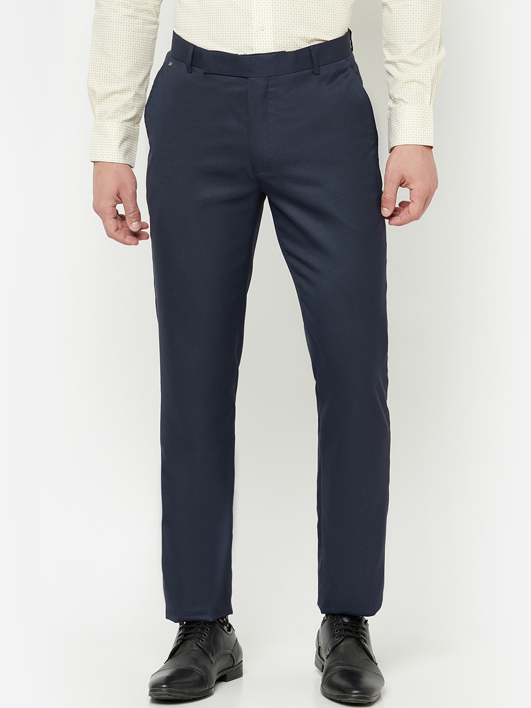 Buy Cantabil Men Navy Blue Formal Trousers - Trousers for Men 18036418 ...