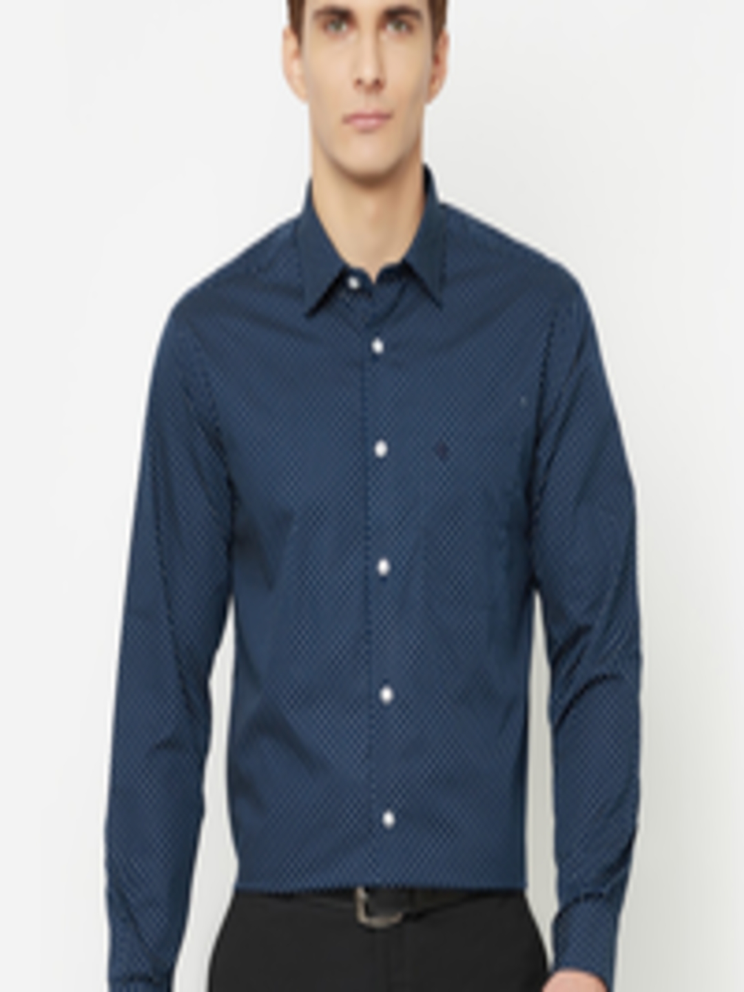 Buy Cantabil Men Navy Blue Printed Formal Shirt - Shirts for Men ...