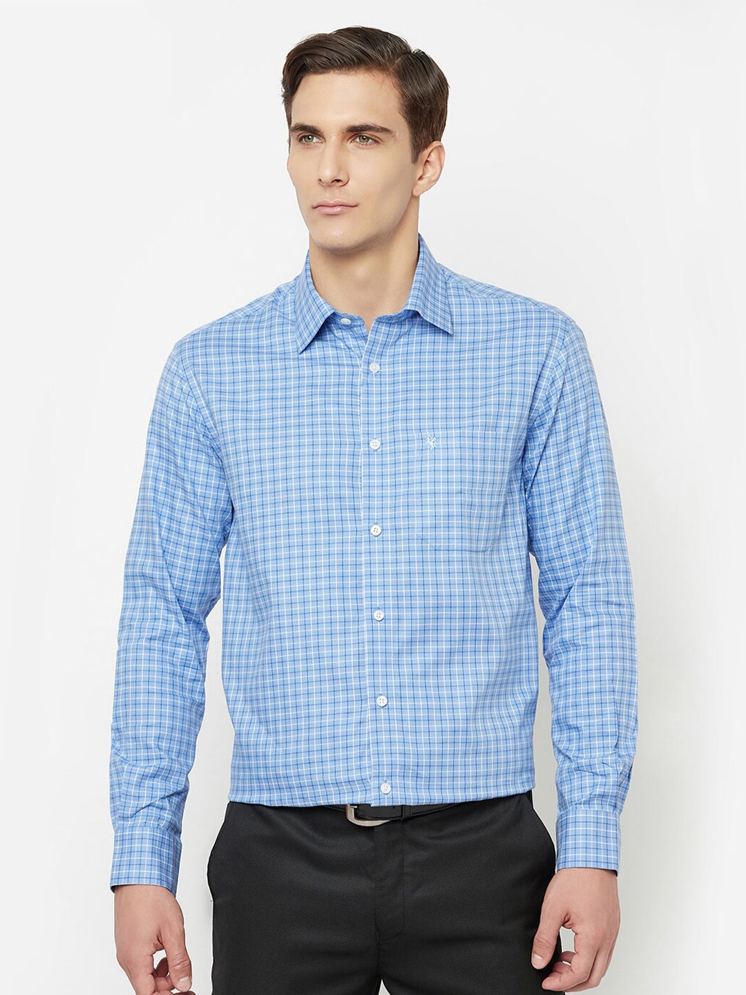 Buy Cantabil Men Blue Checked Formal Shirt - Shirts for Men 18036496 