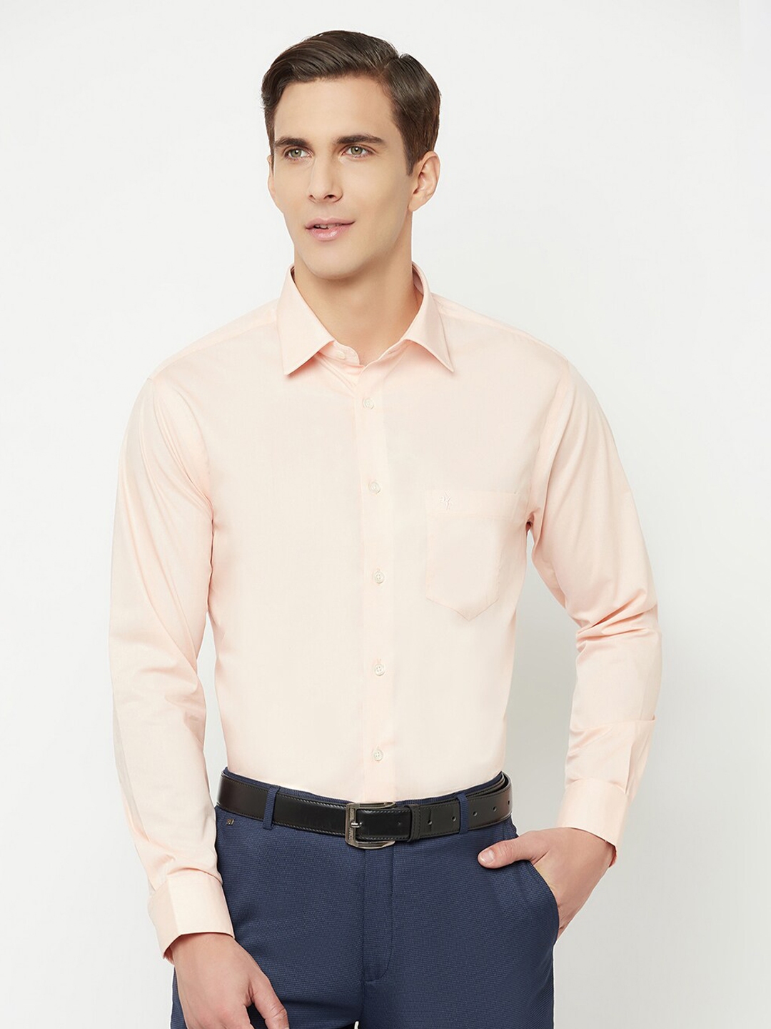 Buy Cantabil Men Peach Coloured Formal Shirt - Shirts for Men 18036506 ...