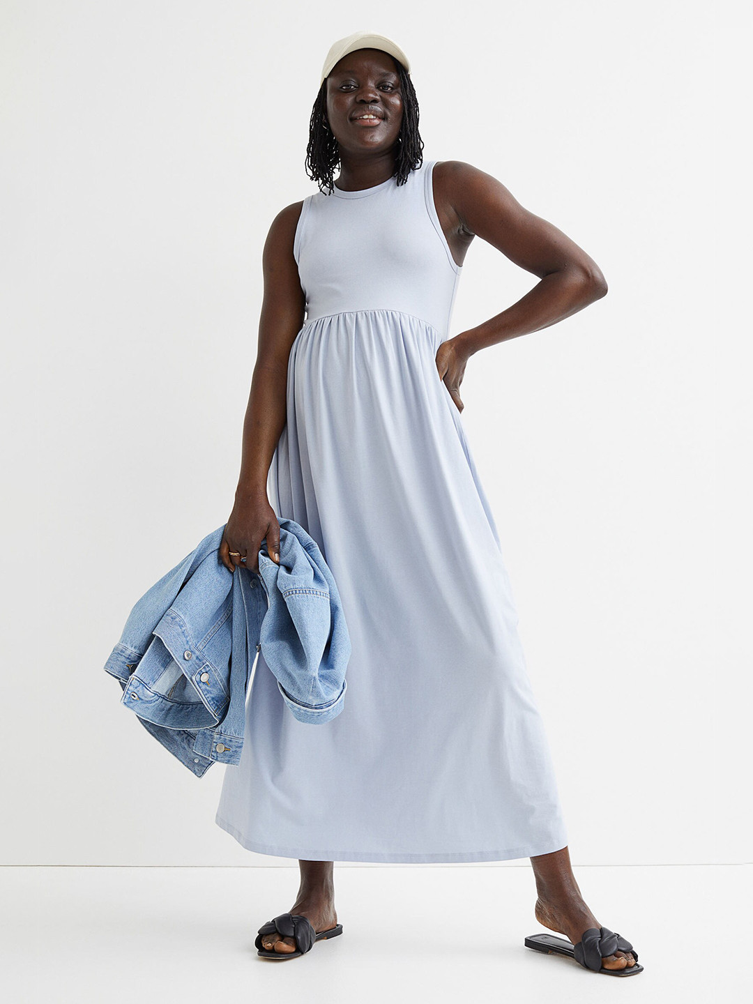 Buy H&M Women Blue MAMA Calf Length Jersey Maternity Dress Dresses