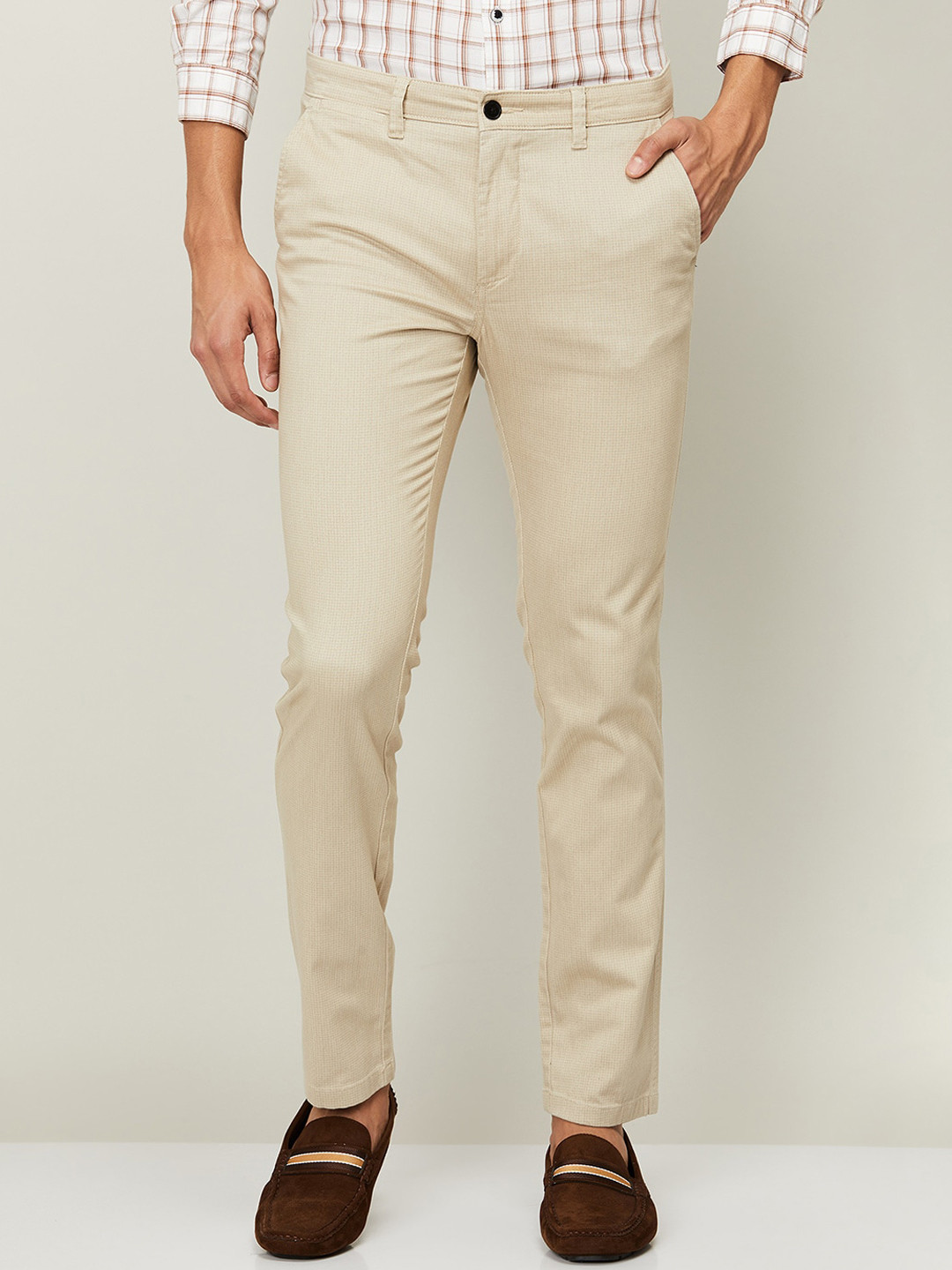Mens Regular Fit Organic Cotton Trousers Feather Beige main image 1