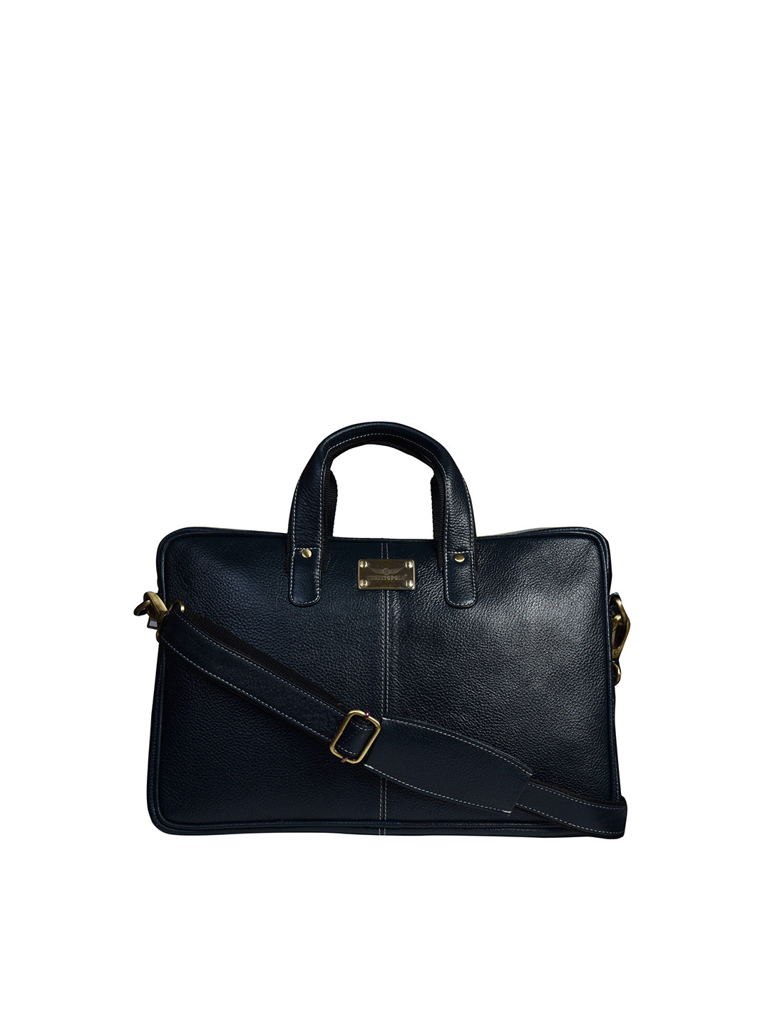 Buy CHRISTOPOLO Unisex Navy Blue Leather Laptop Bag Laptop Bag for