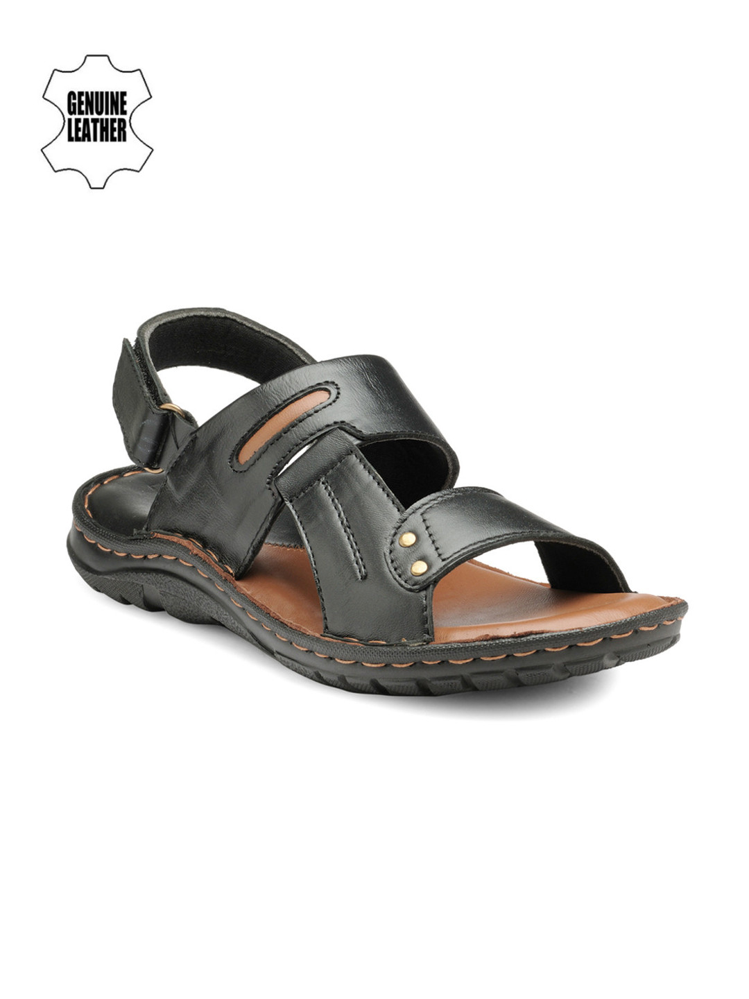 Buy Teakwood Leathers Men Black Leather Sandals Sandals for Men