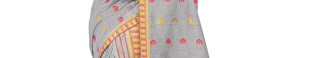 Buy Skirans Grey & Red Woven Design Bhagalpuri Cotton Mekhela Chador ...