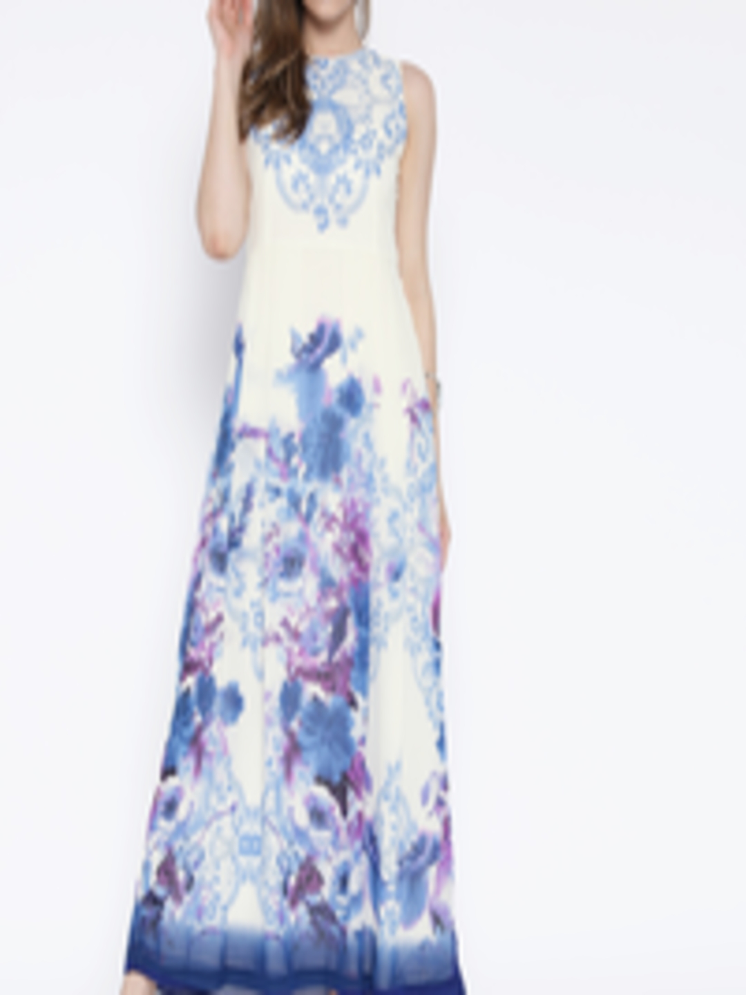 Buy Rain & Rainbow Women Blue Printed Maxi Dress - Dresses for Women ...