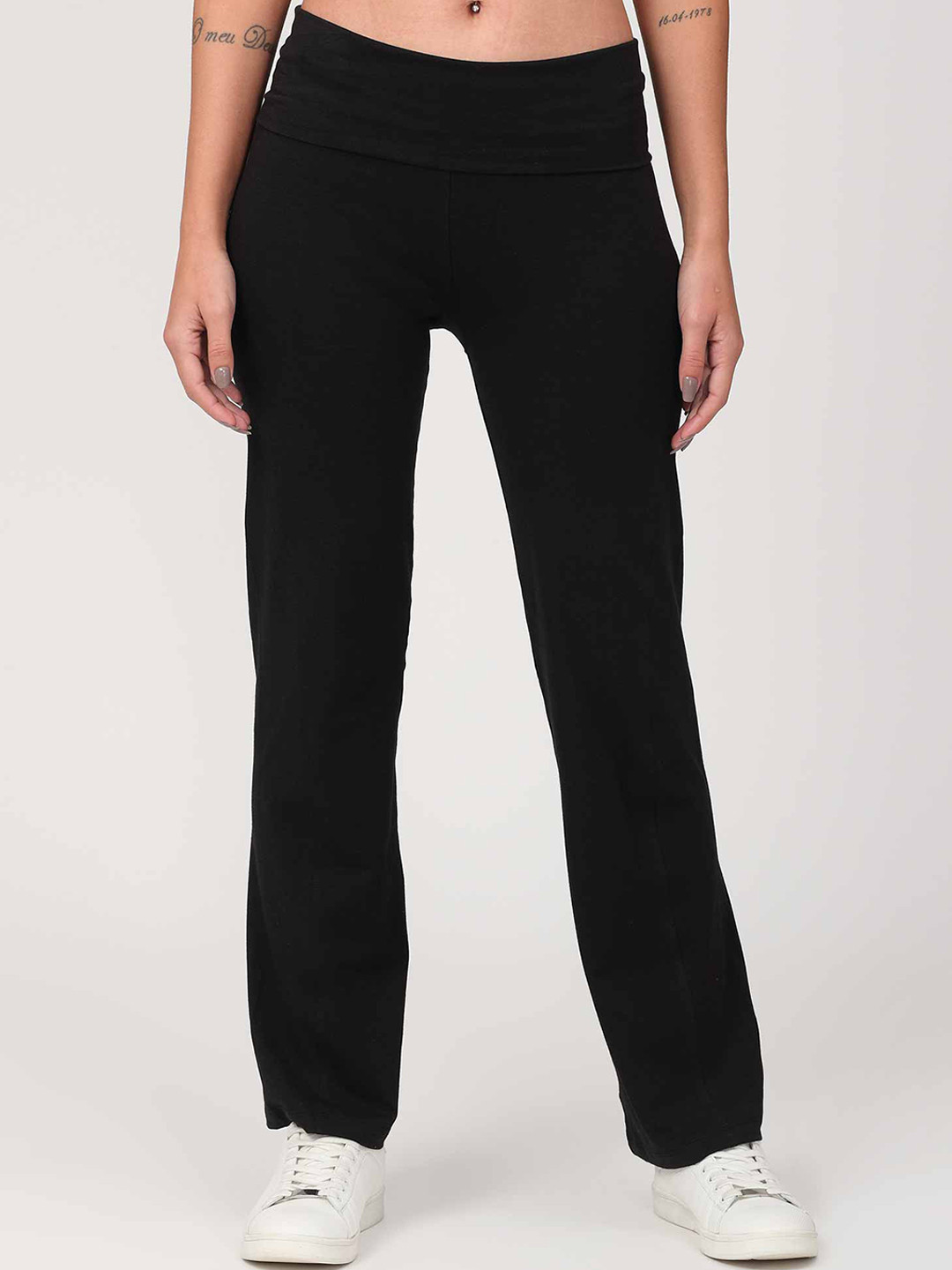 Buy Proyog Women Black Solid Straight Fit Track Pants Track Pants for